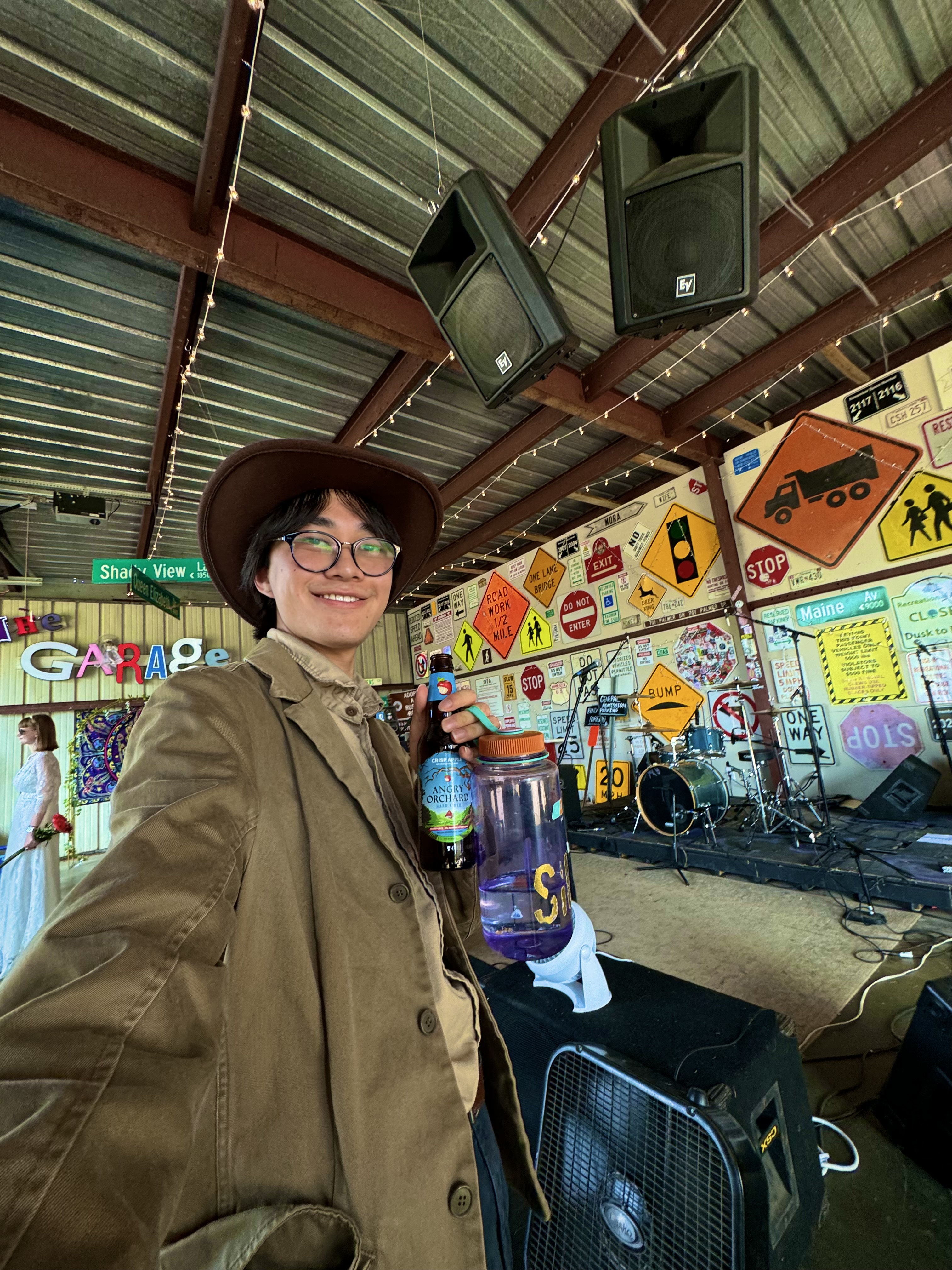 Me taking a selfie with the Garage's decor